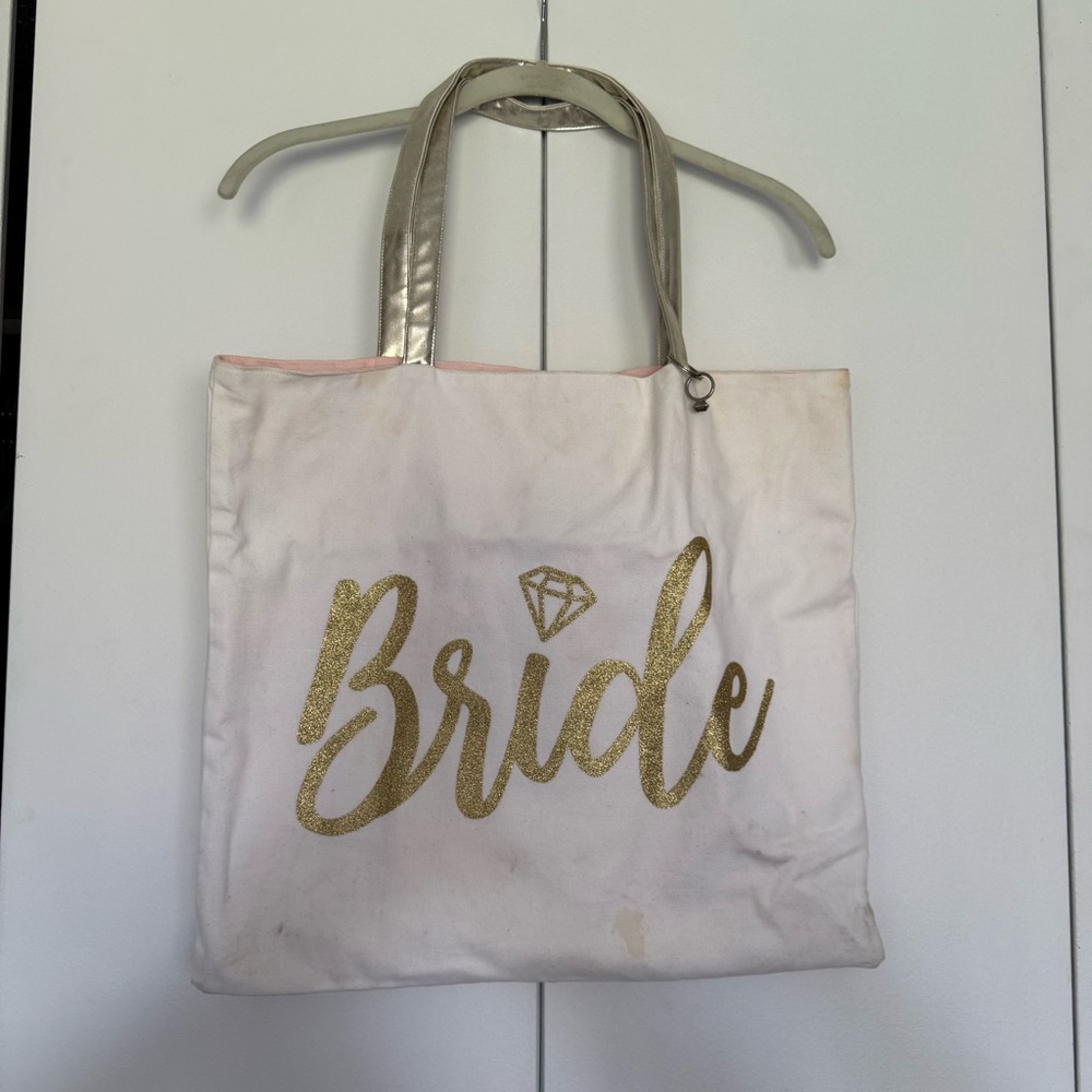 MAKE AN OFFER! Bride and Mrs. Reversible Tote Bag with diamond charm